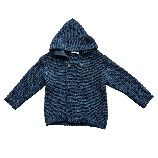 Cardigan doppiopetto con cappuccio lana/seta 1 + in the Family - 36 mesi