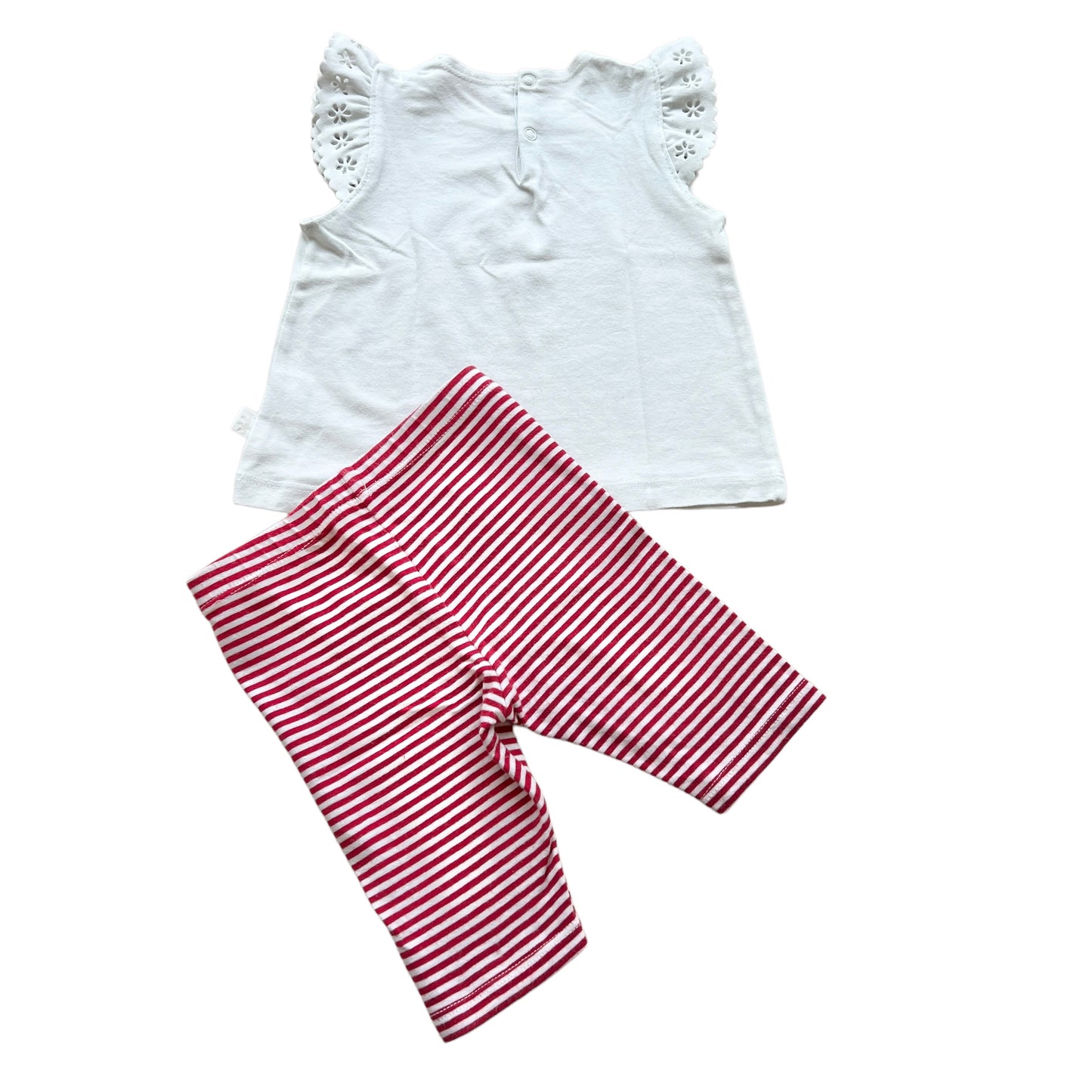 Completo T-shirt con maniche a farfalla e leggins a righe Il Gufo - 6 mesi