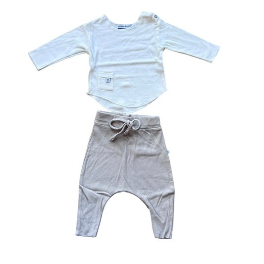 Completo maglia e pantaloni bianco/tortora Bamboom - 1 mese