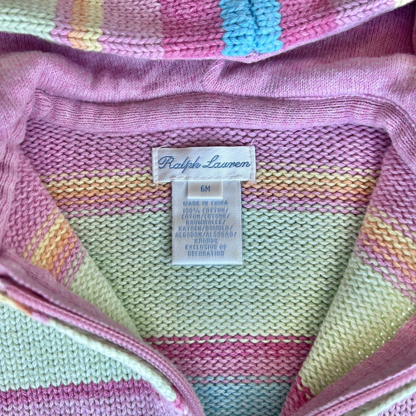 Cardigan righe pastello bimba Ralph Lauren - 6 mesi
