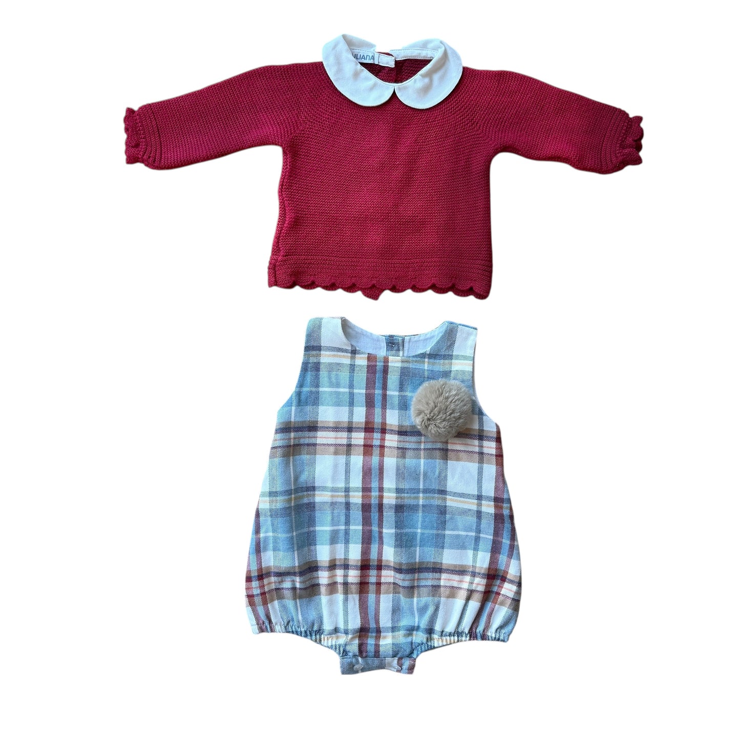 Completo pagliaccetto e maglia scozzese Juliana - 6 mesi
