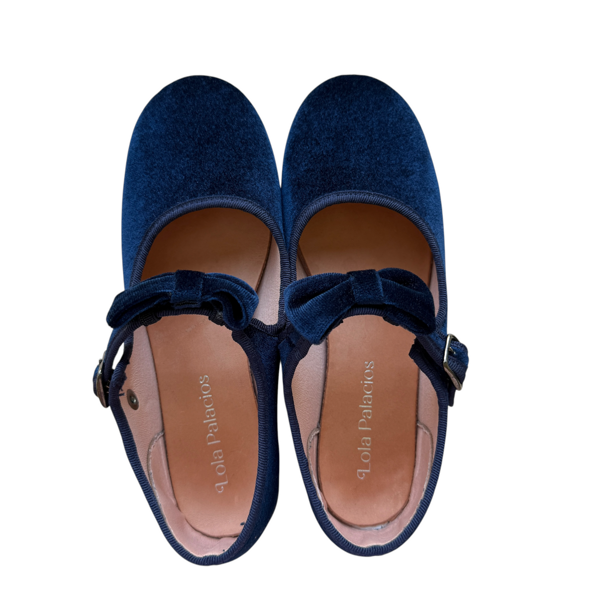 Ballerine Mary Jane velluto con fiocco staccabile blu notte Lola Palacios NUOVE - numero 33