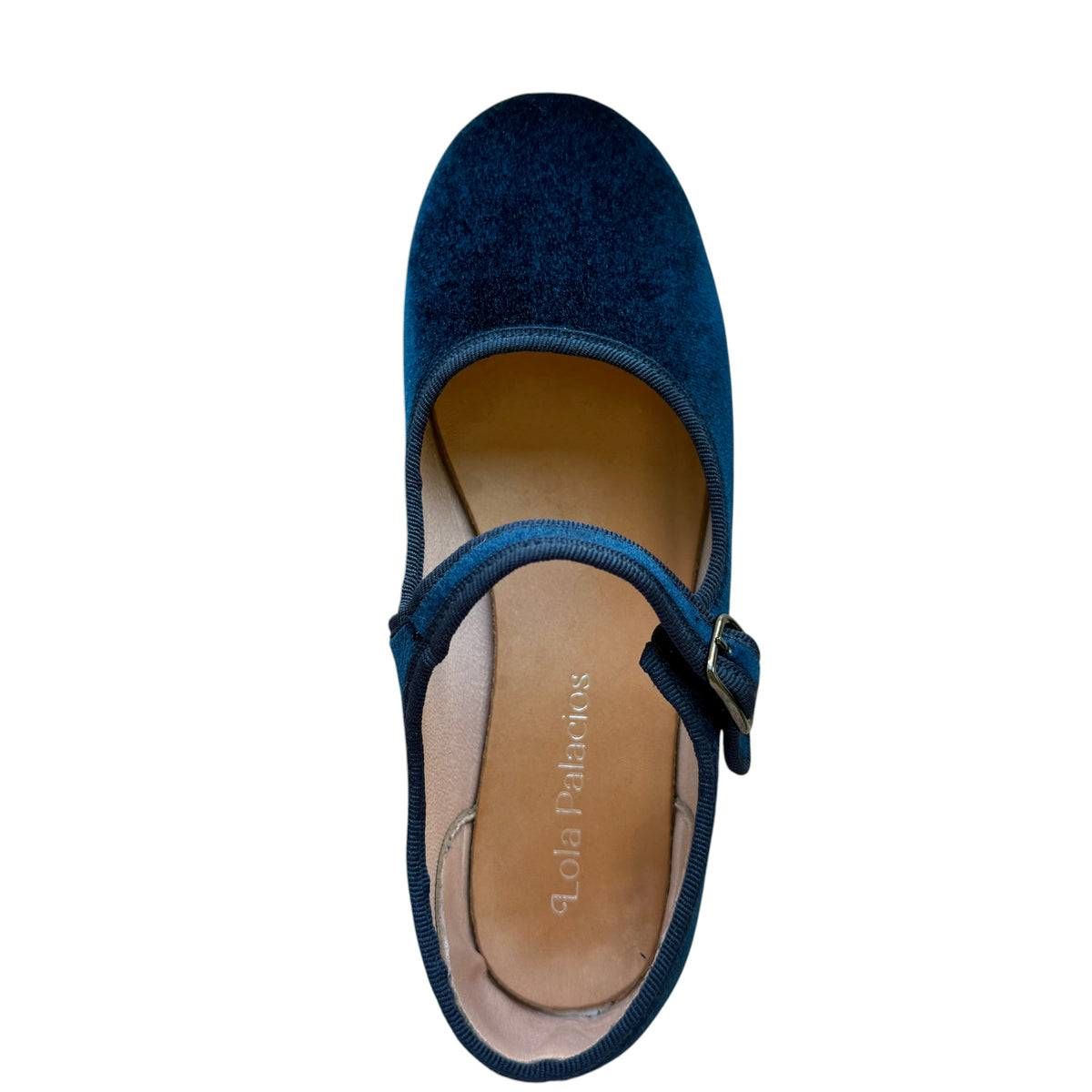 Ballerine Mary Jane velluto con fiocco staccabile blu notte Lola Palacios NUOVE - numero 33