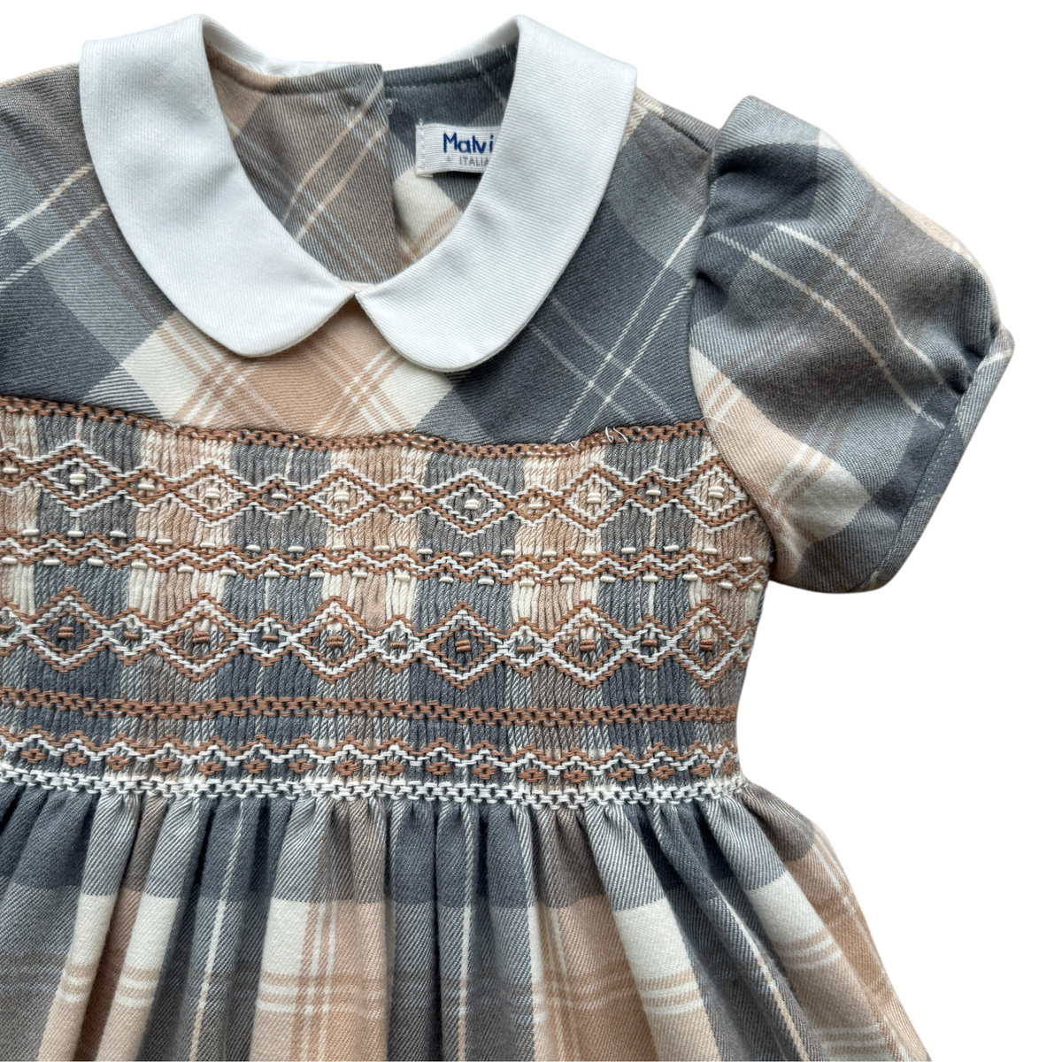 Abito misto lana manica corta con smock Malvi&co - 5 anni