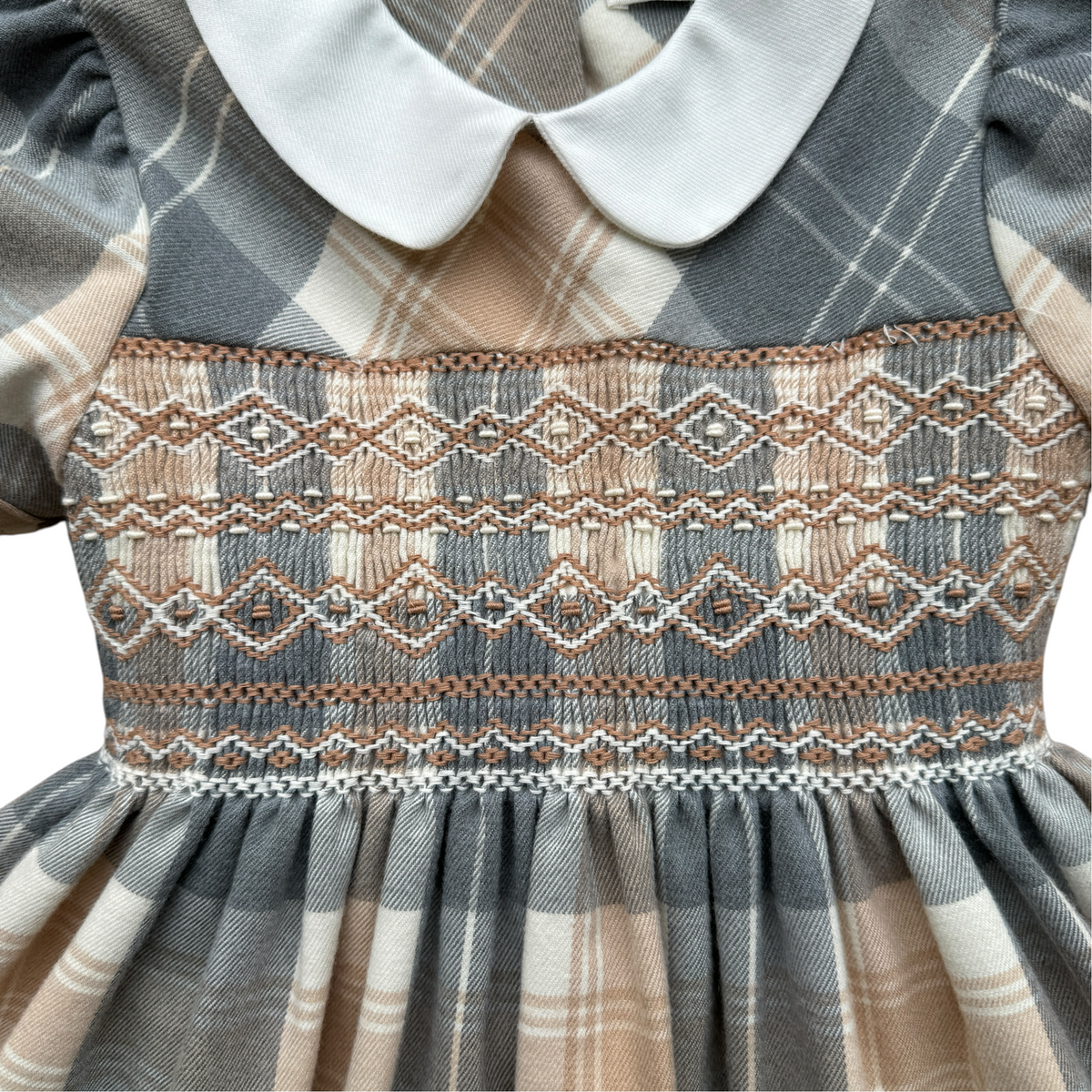 Abito misto lana manica corta con smock Malvi&co - 5 anni