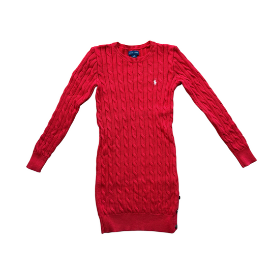 Abito rosso cotone trecce Polo Ralph Lauren - 8/10 anni