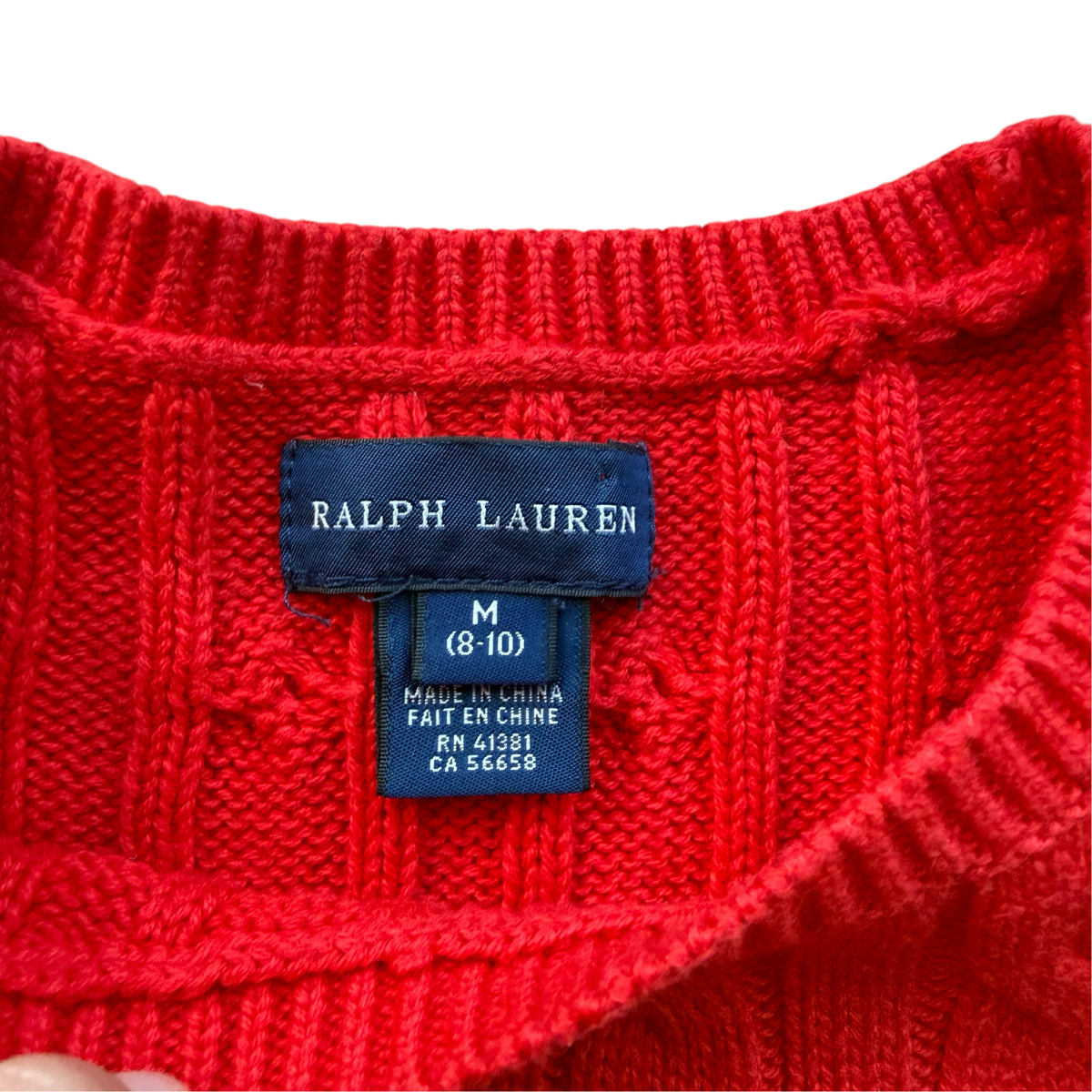 Abito rosso cotone trecce Polo Ralph Lauren - 8/10 anni