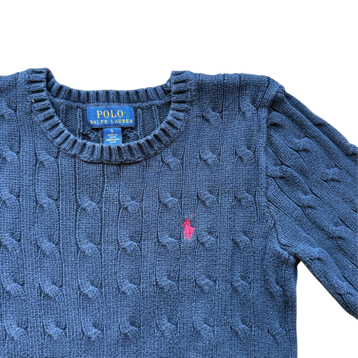 Maglione trecce blu cotone Polo Ralph Lauren - 5 anni