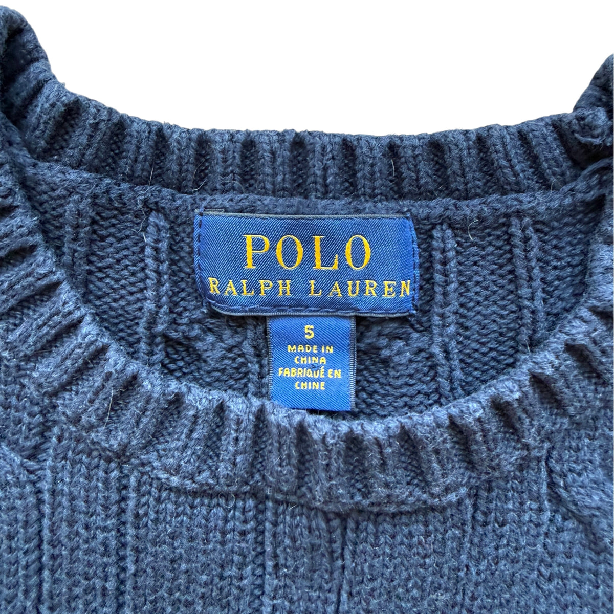 Maglione trecce blu cotone Polo Ralph Lauren - 5 anni