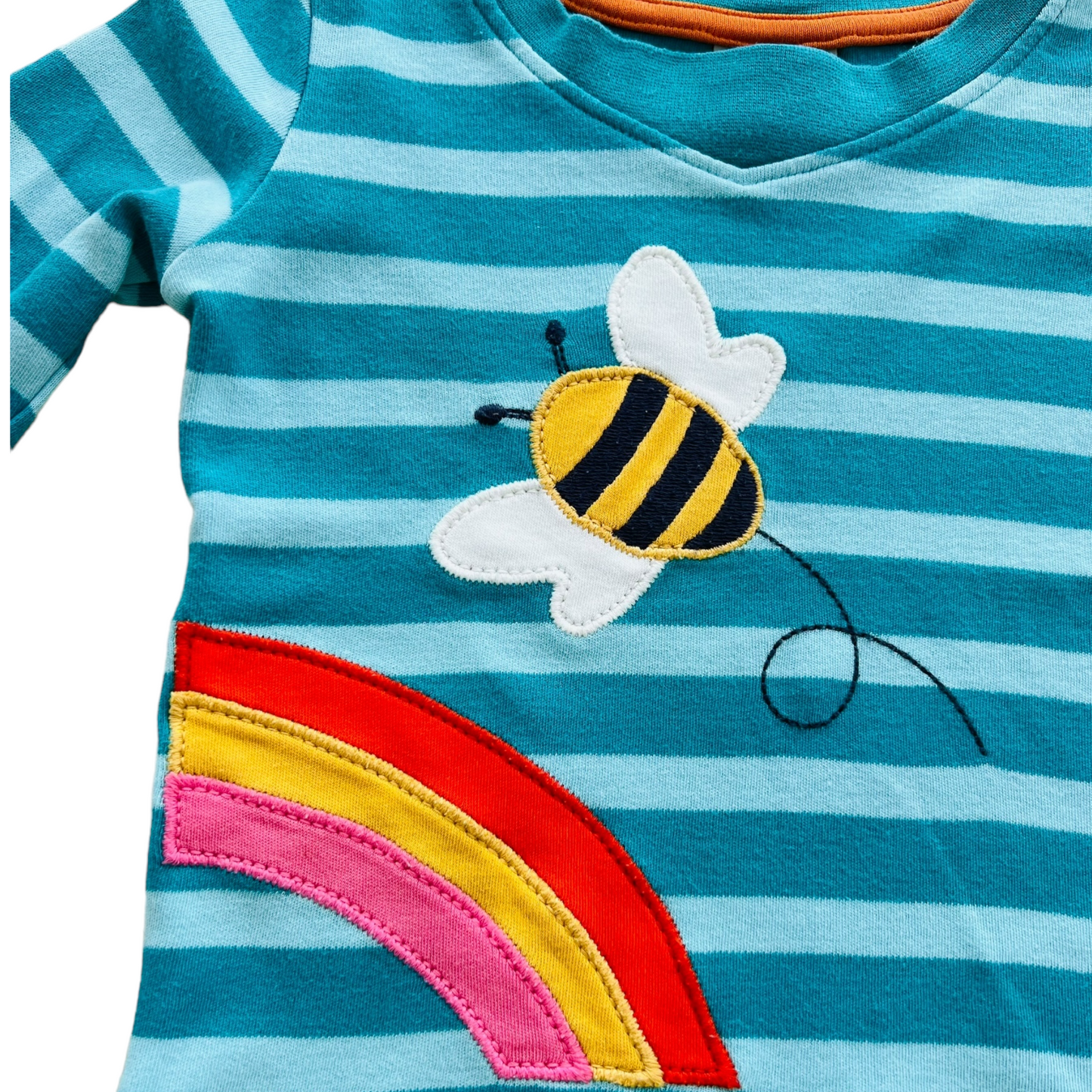 Frugi bee and rainbow organic cotton long-sleeved shirt - 6/12 months