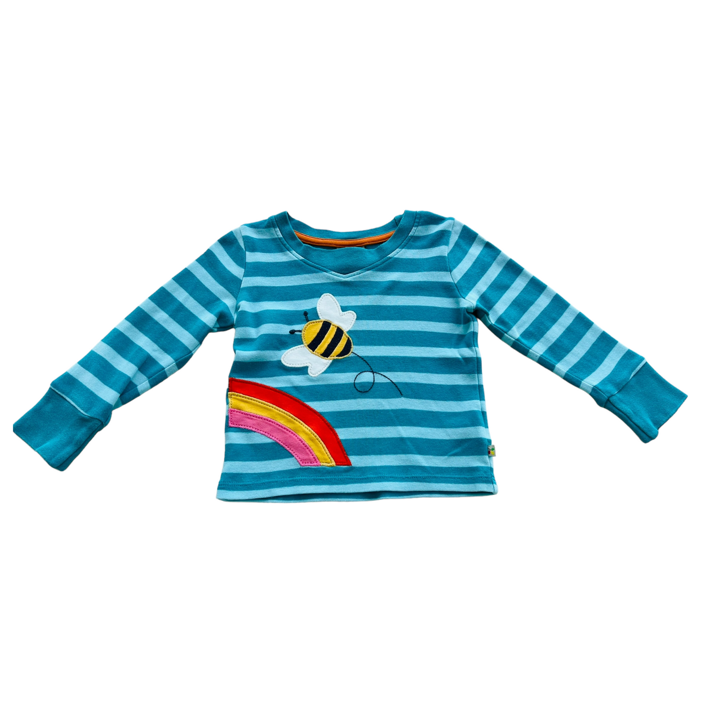 Frugi bee and rainbow organic cotton long-sleeved shirt - 6/12 months