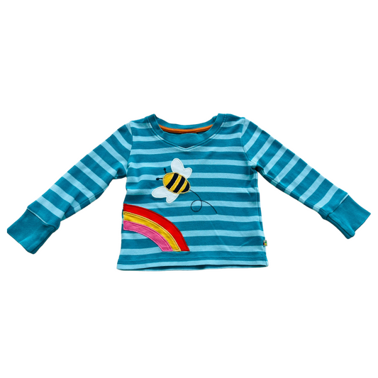 Maglia manica lunga cotone organico Frugi ape e arcobaleno - 6/12 mesi