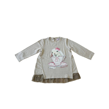 Monnalisa bunny long sleeve shirt - 6/9 months