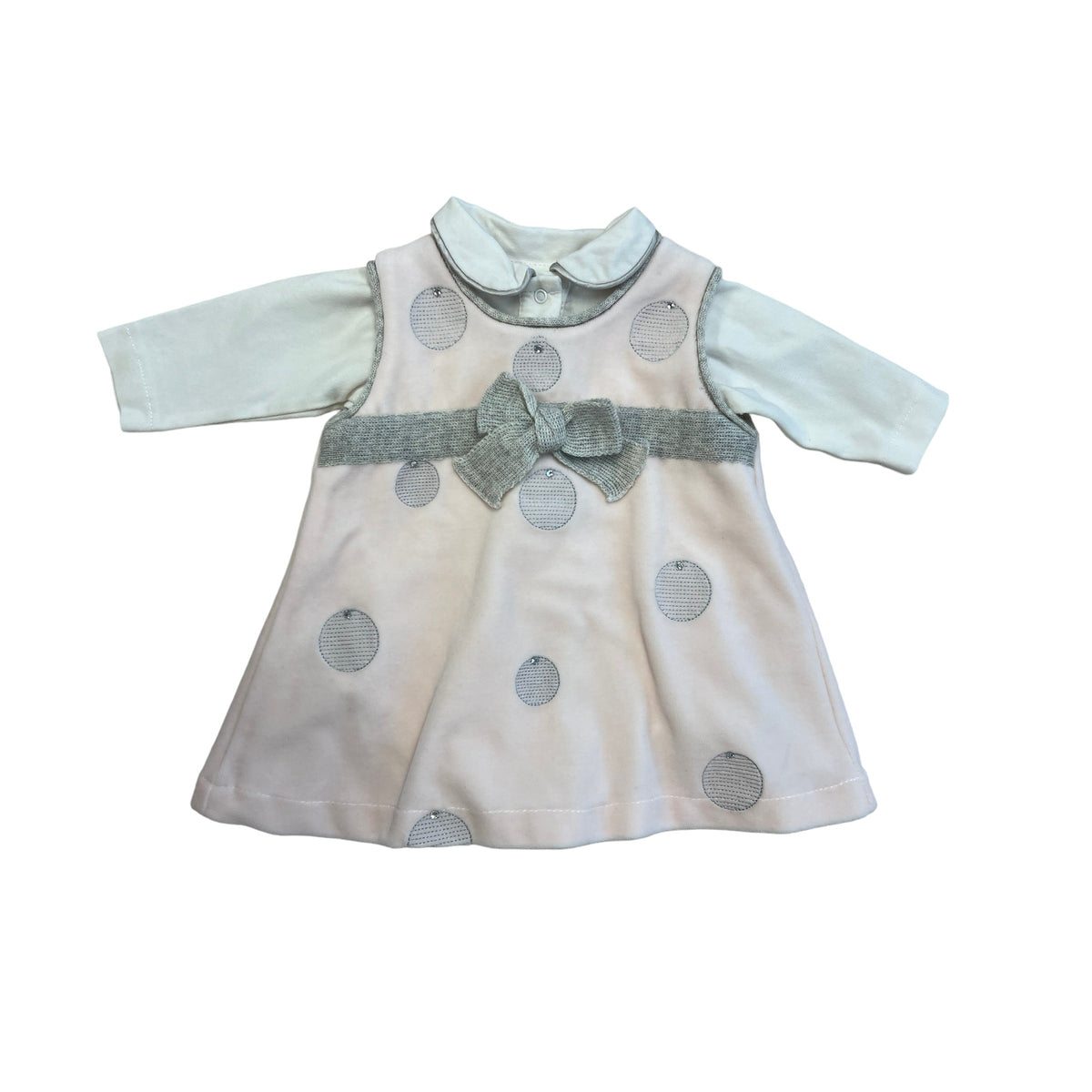 Teneri e Belli chenille and rhinestone dress and cotton bodysuit - 0 months