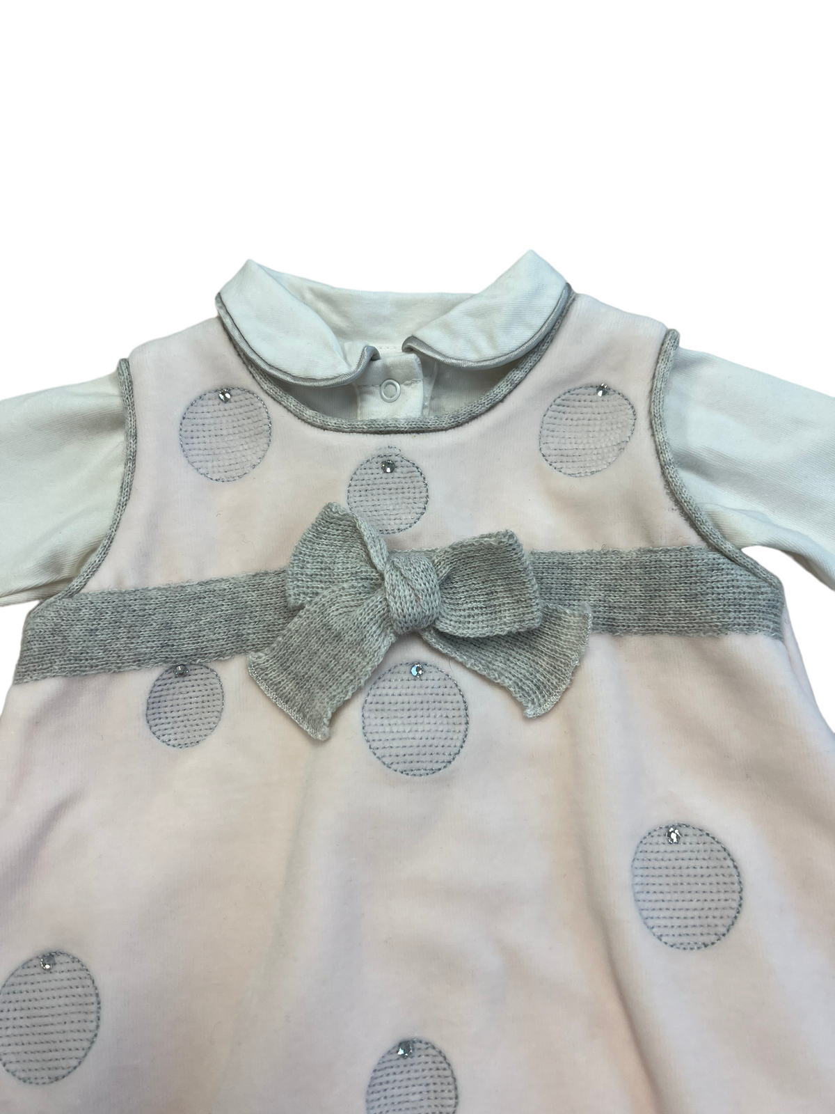 Teneri e Belli chenille and rhinestone dress and cotton bodysuit - 0 months