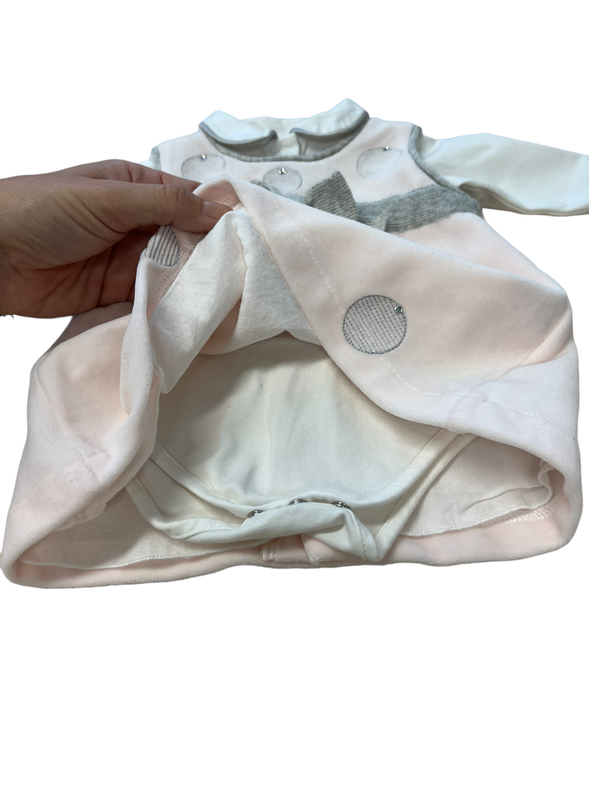 Teneri e Belli chenille and rhinestone dress and cotton bodysuit - 0 months