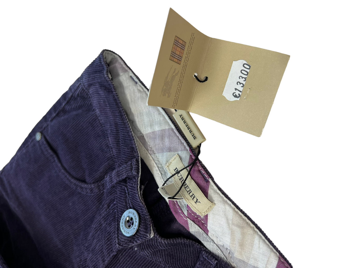 Pantaloni velluto viola Burberry NUOVI - 6 anni